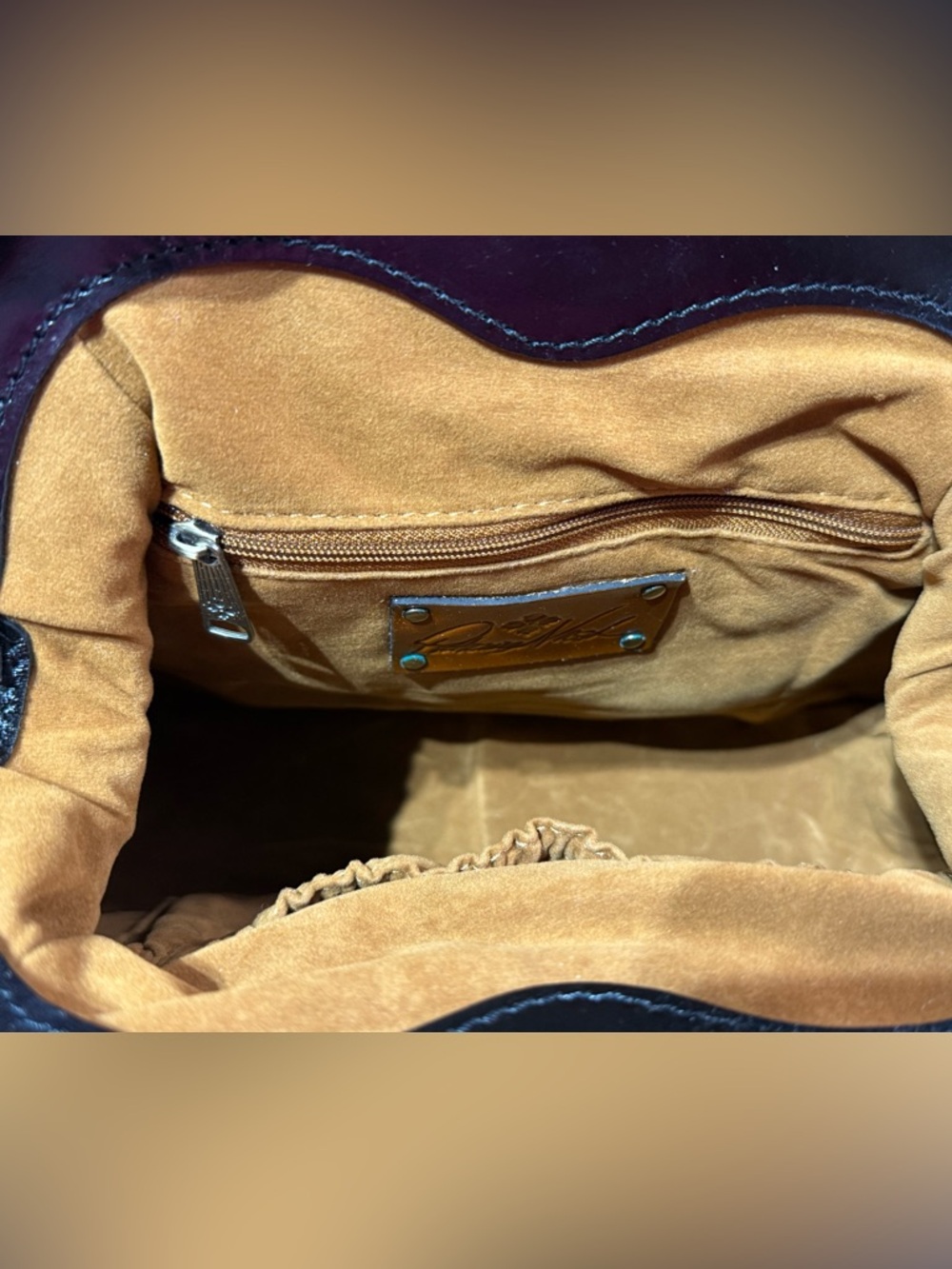 Patricia Nash Florentina Frame Leather Crossbody Bag Blk Distressed w/duster bag - Picture 3 of 8